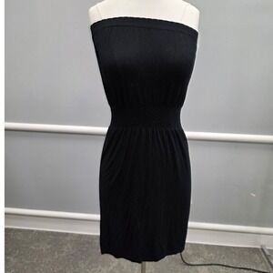 Under Control Black Strapless Tube Dress Smocked Waist Bodycon Mini Dress Large